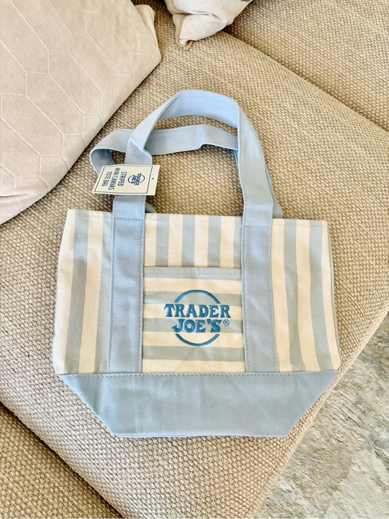 Trader Joe'S Handbags - Trader Joe’s Mini Tote Bag Stripe Blue 2026 Drop Mini Canvas Tote Bag NEW